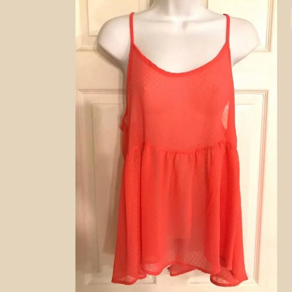 🆕 CHERISH Coral Tank Top Babydoll Blouse Top